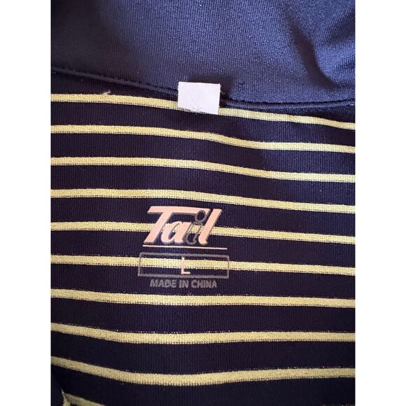 Tail golf polo size lg blue & metallic gold stripe 1/4 zip - Picture 2 of 7